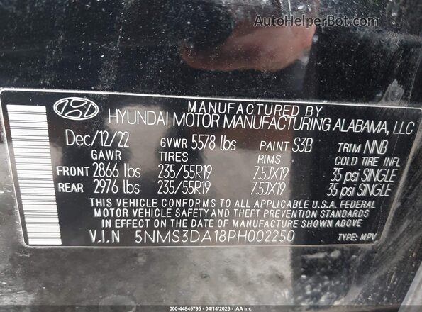 5NMS3DA18PH002250 2023 HYUNDAI SANTA FE HYBRID Black Engine compartment view