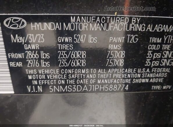 5NMS3DAJ1PH588774 2023 HYUNDAI SANTA FE Gray Engine compartment view
