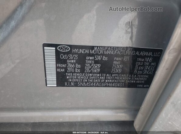 5NMS44AL6PH640401 2023 HYUNDAI SANTA FE Silver Engine compartment view