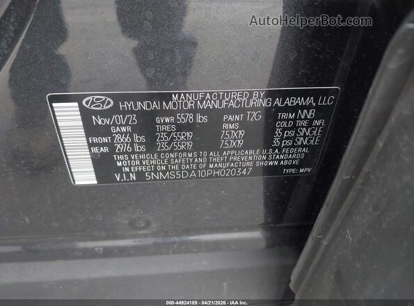 5NMS5DA10PH020347 2023 HYUNDAI SANTA FE HYBRID Gray 