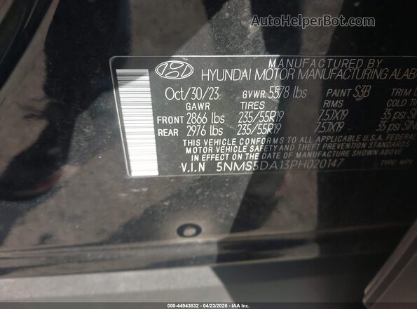 5NMS5DA13PH020147 2023 HYUNDAI SANTA FE HYBRID Black 