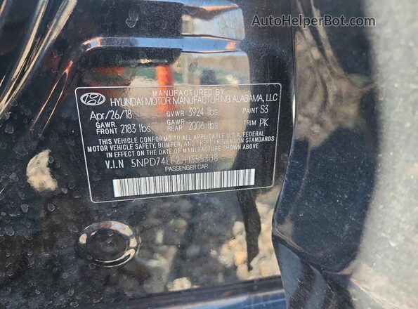 5NPD74LF2JH355308 2018 HYUNDAI ELANTRA Black ძრავის განყოფილების ხედი