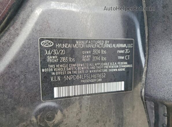 5NPD84LF5LH611652 2020 HYUNDAI ELANTRA Black Շարժիչի բաժամունքի տեսք