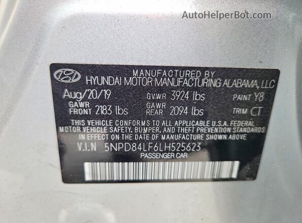 5NPD84LF6LH525623 2020 HYUNDAI ELANTRA Silver Widok komory silnika