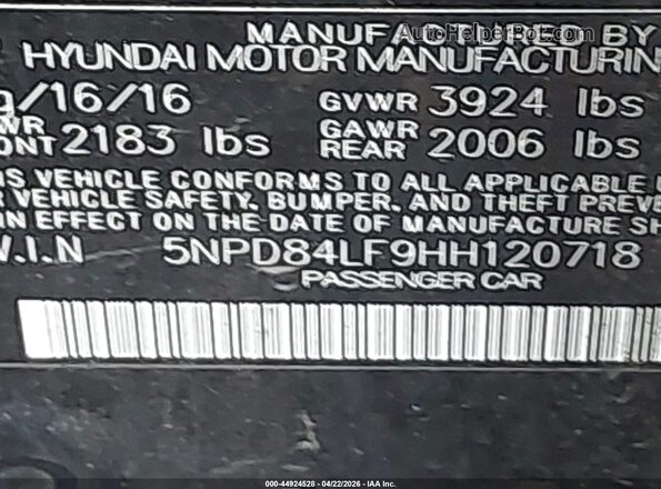 5NPD84LF9HH120718 2017 HYUNDAI ELANTRA Black 