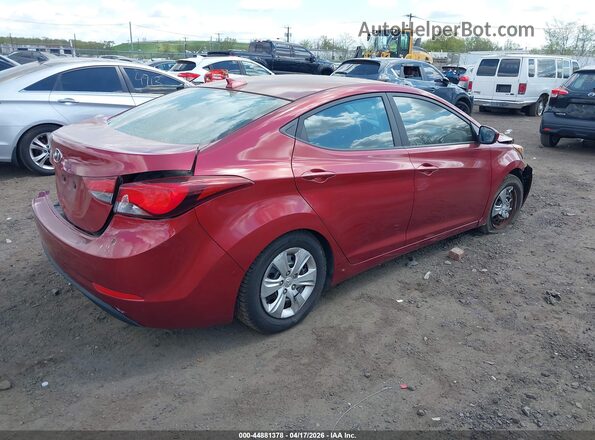 5NPDH4AE9GH665665 2016 HYUNDAI ELANTRA Red Trasero derecho