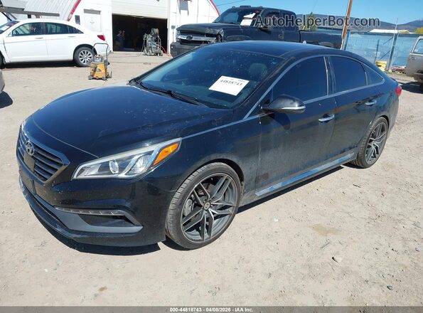 5NPE34AF2GH340772 2016 HYUNDAI SONATA Black Vista tres cuartos delantera izquierda