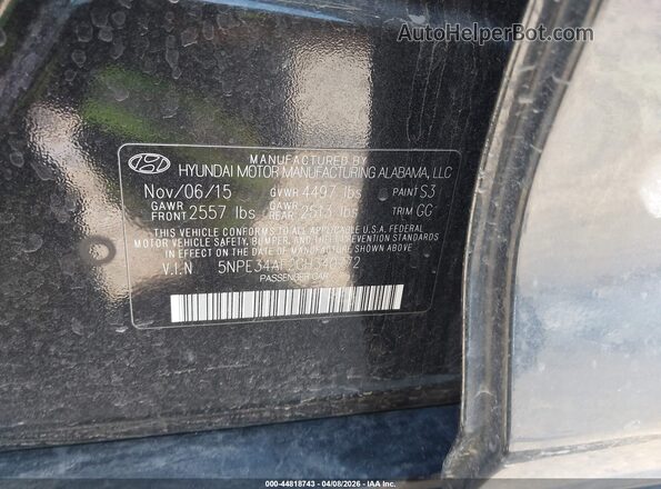 5NPE34AF2GH340772 2016 HYUNDAI SONATA Black Vista del compartimento del motor