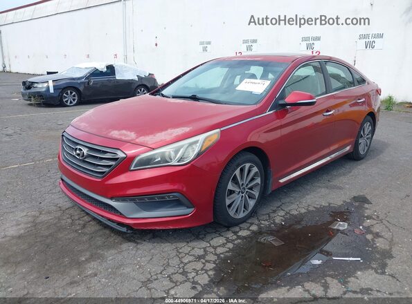 5NPE34AF5HH447123 2017 HYUNDAI SONATA Red Առջևի ձախ երեք քառորդ տեսարան