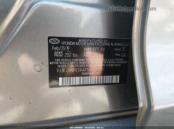 5NPE34AF5KH779781 2019 HYUNDAI SONATA Gray Շարժիչի բաժամունքի տեսք