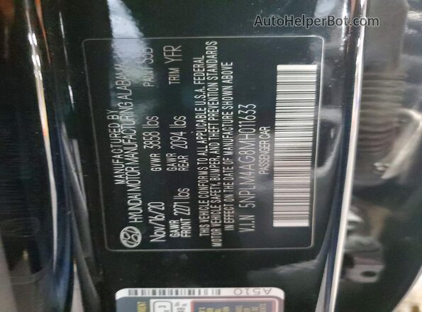5NPLM4AG8MH011633 2021 HYUNDAI ELANTRA Черный 