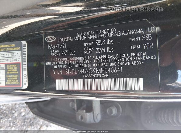 5NPLM4AG9MH040641 2021 HYUNDAI ELANTRA Black 
