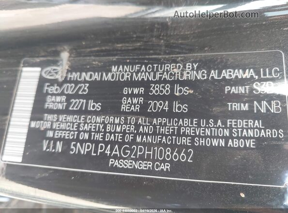 5NPLP4AG2PH108662 2023 HYUNDAI ELANTRA Черный Вид подкапотного пространства