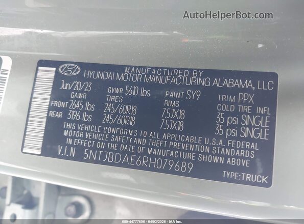 5NTJBDAE6RH079689 2024 HYUNDAI SANTA CRUZ Green Vista del compartimento del motor