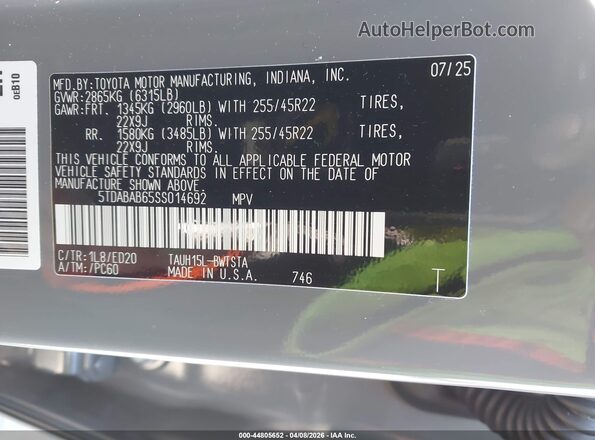 5TDABAB65SS014692 2025 LEXUS TX 500H Gray Vista del compartimento del motor
