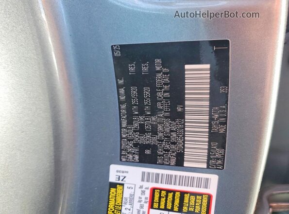 5TDADAB54SS018122 2025 TOYOTA HIGHLANDER HYBRID Gray Widok naklejki z numerem VIN