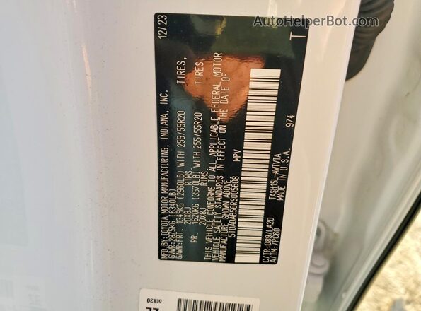 5TDADAB56RS005608 2024 TOYOTA LIMITED White Widok naklejki z numerem VIN