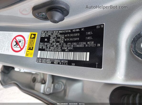 5TDDZRFH0JS876865 2018 TOYOTA LIMITED Silver Engine compartment view