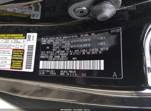 5TDESKFC5PS082442 2023 TOYOTA SIENNA Black Вид підкапотного простору