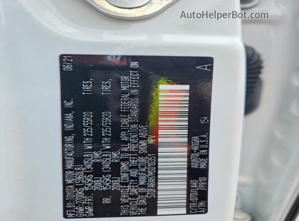 5TDFARAH7MS010351 2021 TOYOTA HIGHLANDER HYBRID White სალონის 360-გრადუსიანი ხედი