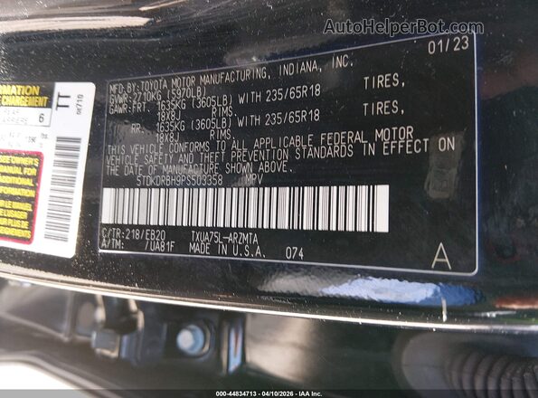 5TDKDRBH9PS503358 2023 TOYOTA LE Black Engine compartment view