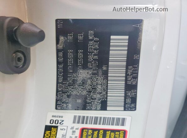 5TDZRKEC6NS086771 2022 TOYOTA LIMITED Белый Вид наклейки с VIN-кодом