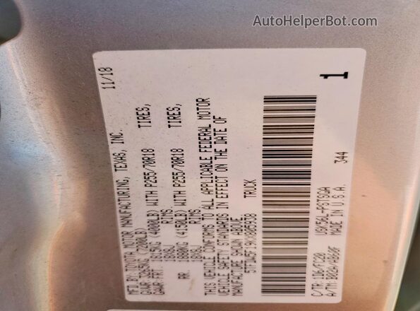 5TFDW5F19KX805938 2019 TOYOTA TUNDRA Серый Вид подкапотного пространства
