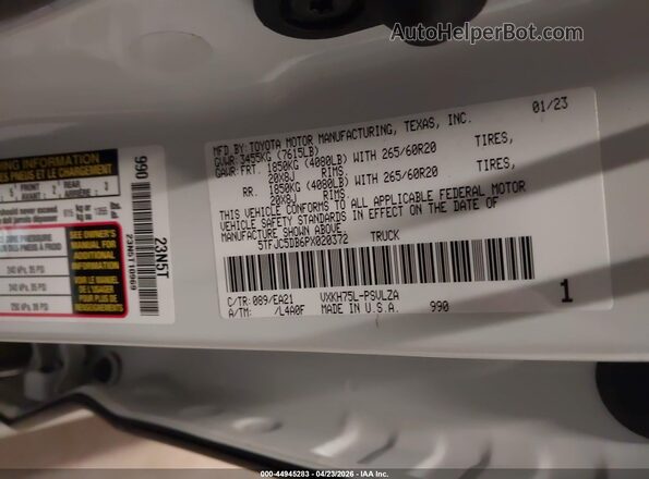 5TFJC5DB6PX020372 2023 TOYOTA LIMITED White Շարժիչի բաժամունքի տեսք