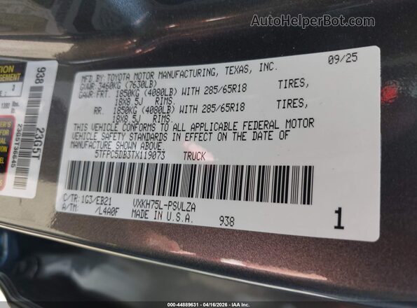 5TFPC5DB3TX119073 2026 TOYOTA TUNDRA HYBRID Gray 