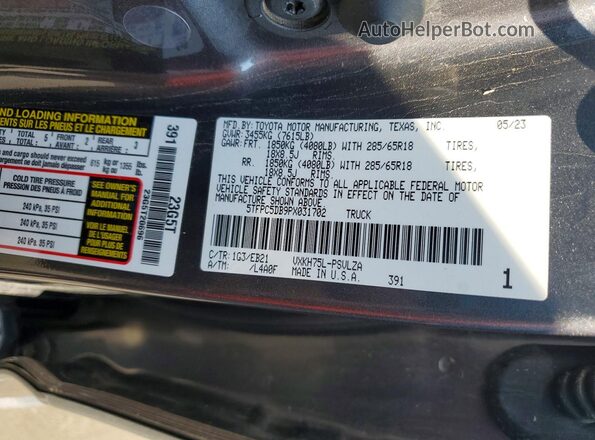 5TFPC5DB9PX031702 2023 TOYOTA TUNDRA Gray Вид підкапотного простору