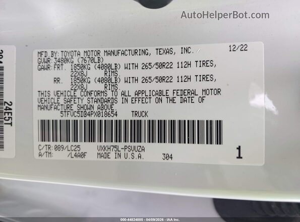 5TFVC5DB4PX018654 2023 TOYOTA TUNDRA HYBRID White Widok komory silnika
