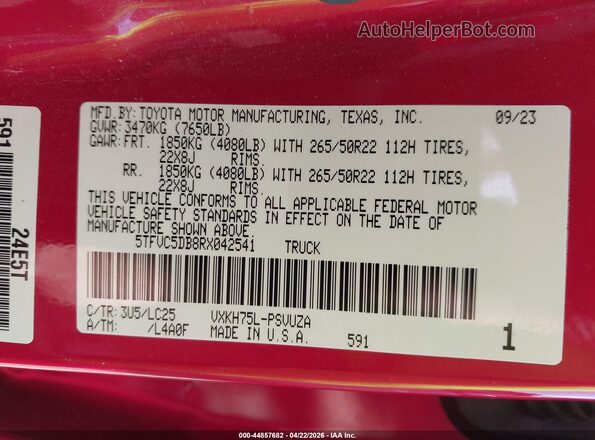 5TFVC5DB8RX042541 2024 TOYOTA TUNDRA HYBRID Red ძრავის განყოფილების ხედი