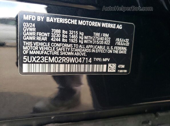 5UX23EM02R9W04714 2024 BMW X7 Black 