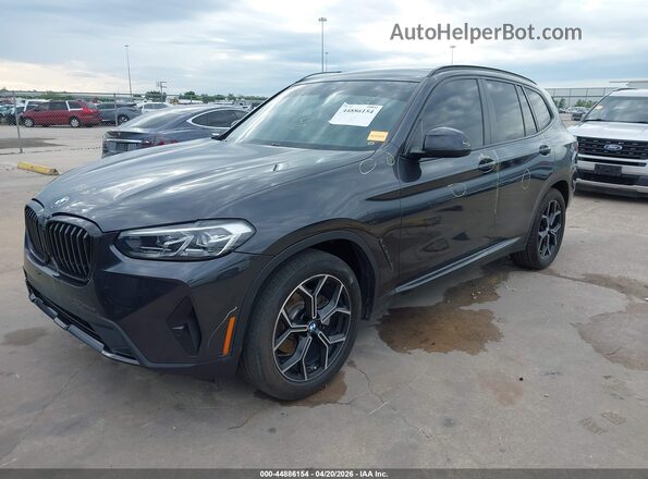 5UX43DP02N9J51185 2022 BMW X3 Black წინა მარცხენა ხედი სამი მეოთხედიდან