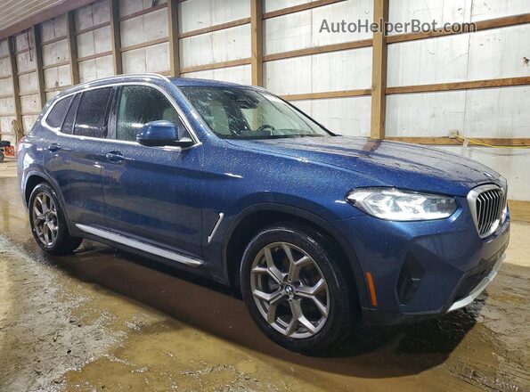 5UX53DP08N9M35425 2022 BMW X3 Blue Przód prawy
