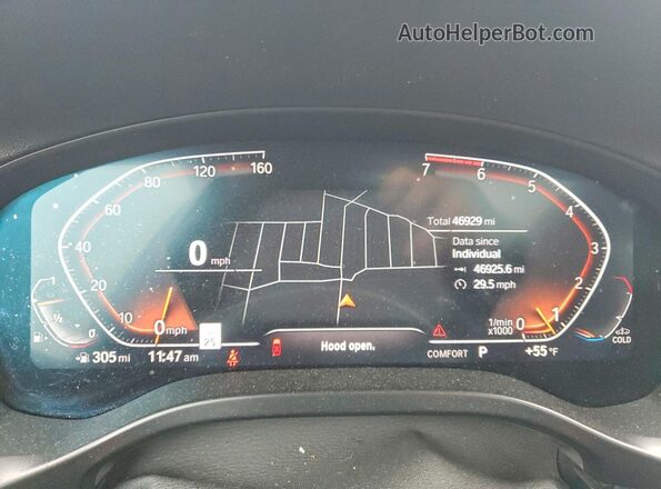 5UX53DP08N9M35425 2022 BMW X3 Blue Widok zestawu wskaźników