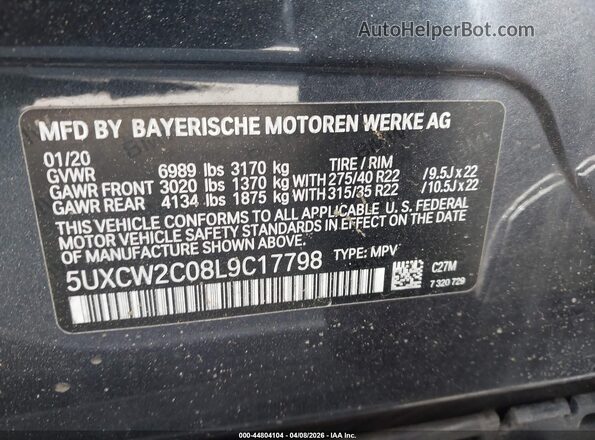 5UXCW2C08L9C17798 2020 BMW X7 Gray Engine compartment view