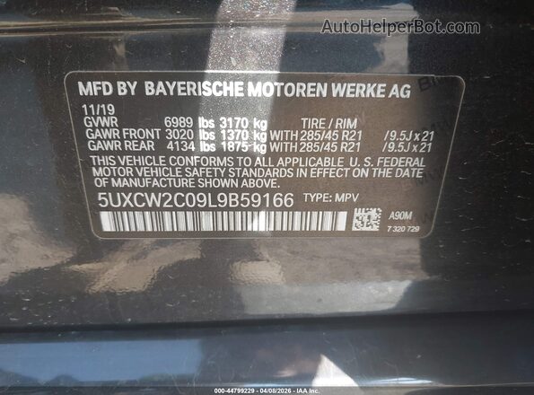 5UXCW2C09L9B59166 2020 BMW X7 Black 