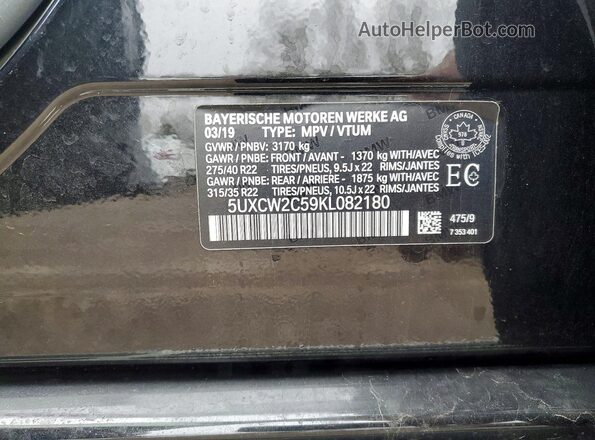 5UXCW2C59KL082180 2019 BMW X7 Black Вид наклейки з VIN-кодом