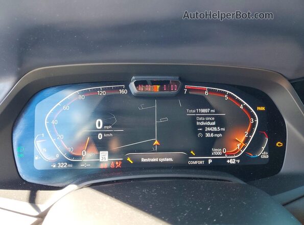 5UXCX4C53KLS36214 2019 BMW X7 White Вид щитка приладів