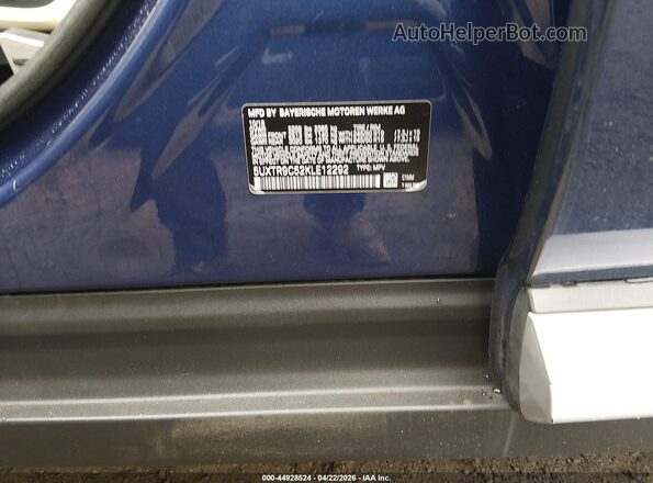 5UXTR9C52KLE12292 2019 BMW X3 Blue Вид підкапотного простору