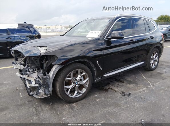 5UXTY3C03M9E54877 2021 BMW X3 Black Առջևի ձախ երեք քառորդ տեսարան