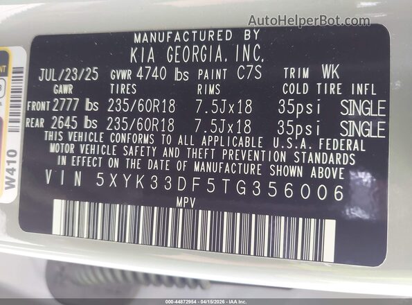 5XYK33DF5TG356006 2026 KIA SPORTAGE Gray 