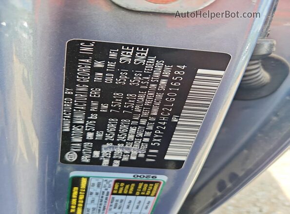 5XYP24HC2LG016584 2020 KIA TELLURIDE Silver Вид наклейки з VIN-кодом