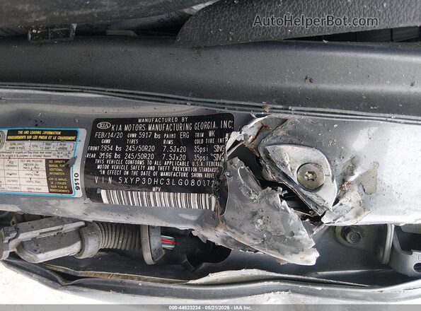 5XYP3DHC3LG080372 2020 KIA TELLURIDE Light Blue Vista del compartimento del motor