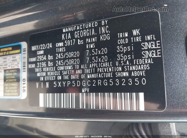 5XYP5DGC2RG532350 2024 KIA TELLURIDE Gray Вид підкапотного простору