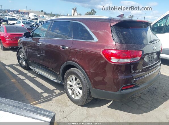 5XYPG4A39GG070336 2016 KIA SORENTO Maroon Rear left