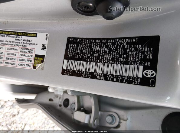 5YFEPMAE8MP204284 2021 TOYOTA LL Серебряный Вид подкапотного пространства