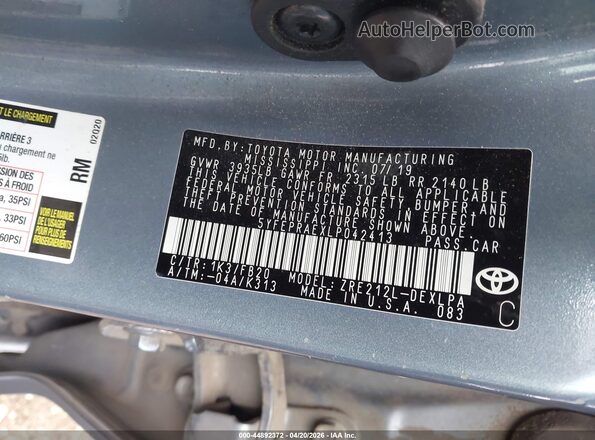 5YFEPRAEXLP042413 2020 TOYOTA LL Blue Engine compartment view