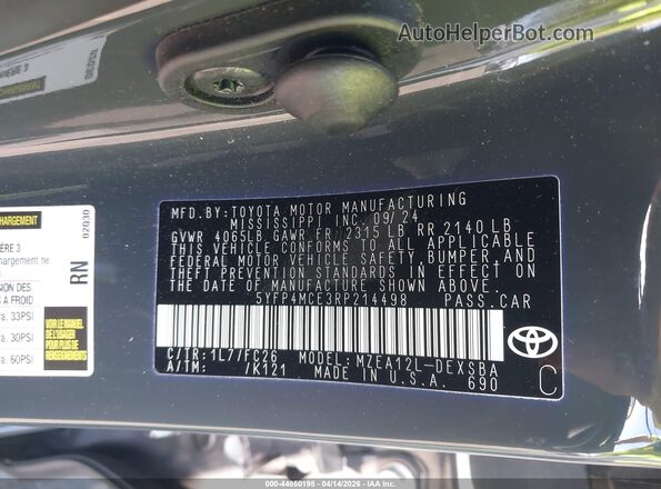 5YFP4MCE3RP214498 2024 TOYOTA LL Gray Engine compartment view